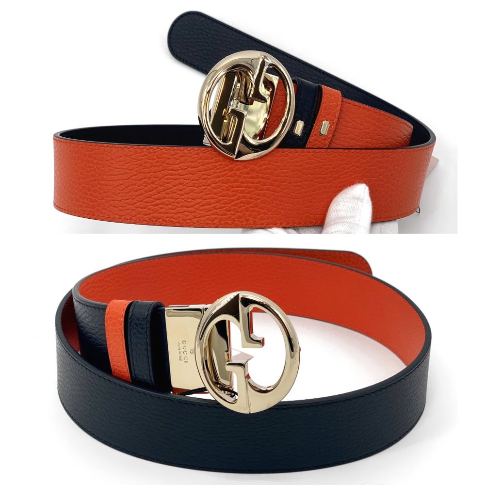 ⚡️SOLD! NWT GUCCI GG Black Orange Reversible Belt - Picture 1 of 8